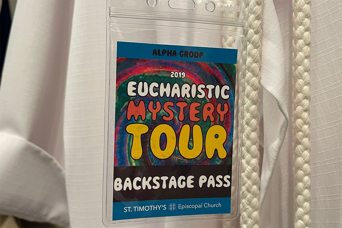 The backstage pass we worked up to signify entry into the summer series 'Magical Mystery Tour'
